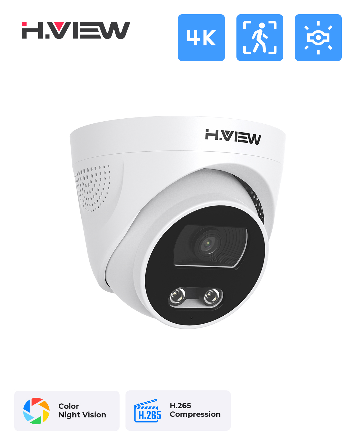 Home Security Nvr - H.View 8mp Poe-IPカメラ,顔検出,4k cctv,屋外ドーム監視カメラ,nvrシステム用ビデオ監視 xmeye app