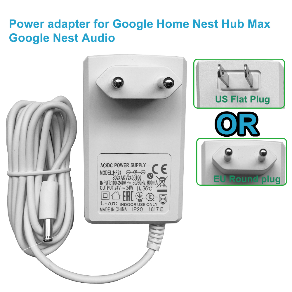 Google Speaker Nest Audio - 24V電源アダプター Google Home Nest Hub Max