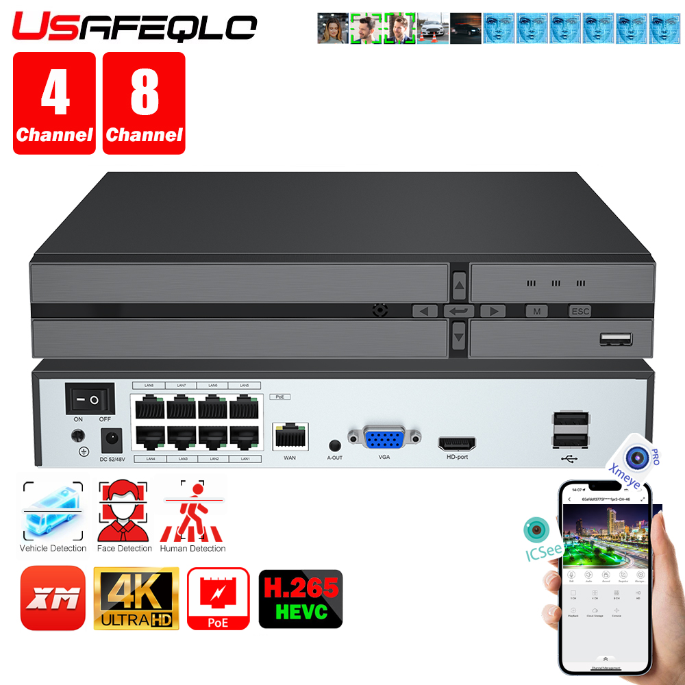 Home Security Cameras - 顔検出 H.265 8ch * 4K 4ch/8ch