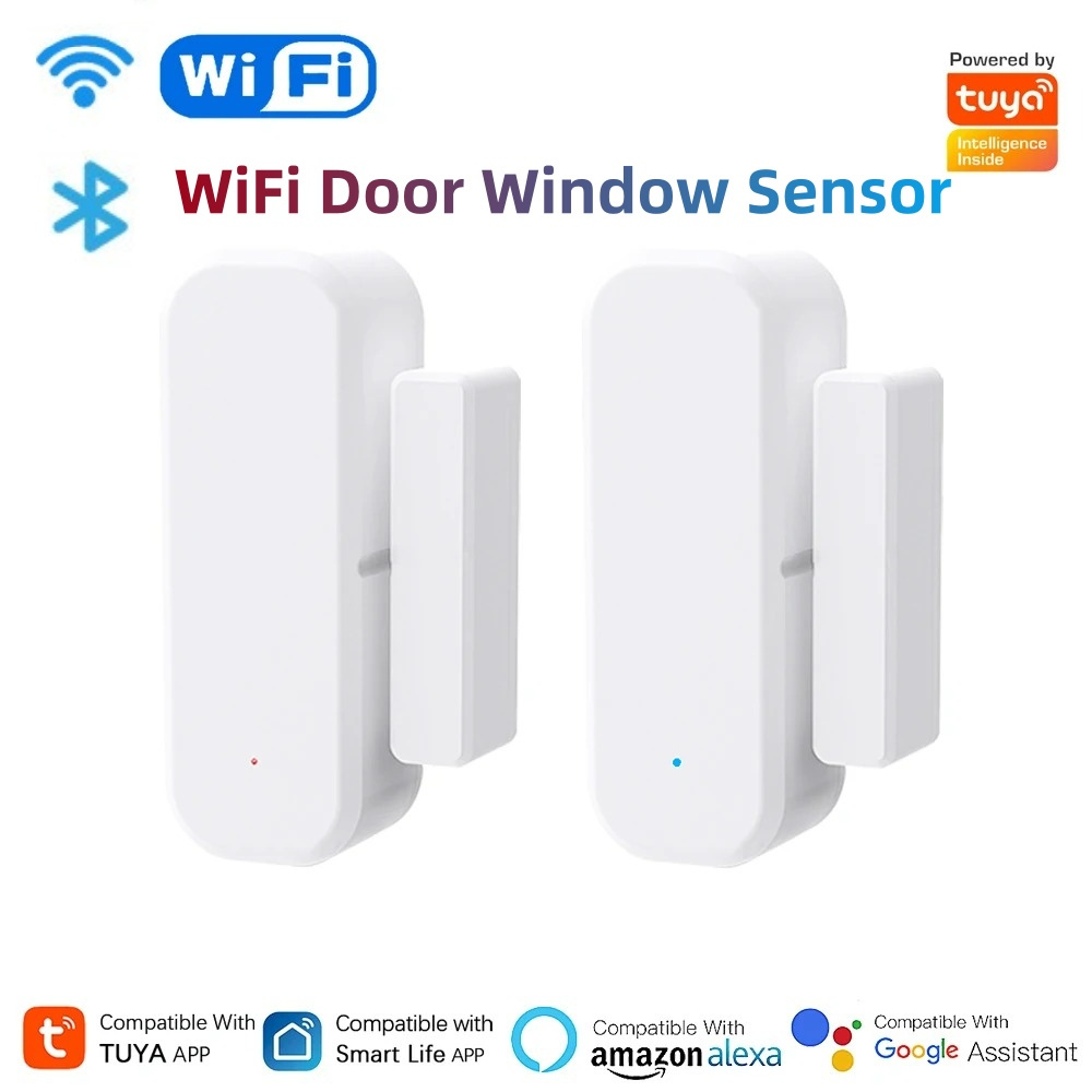 Home Security Equipment - Tuya WiFi スマートドアウィンドウセンサー開閉検知器ホームセキュリティアラーム盗難防止システム音声制御 Alexa Google ホーム