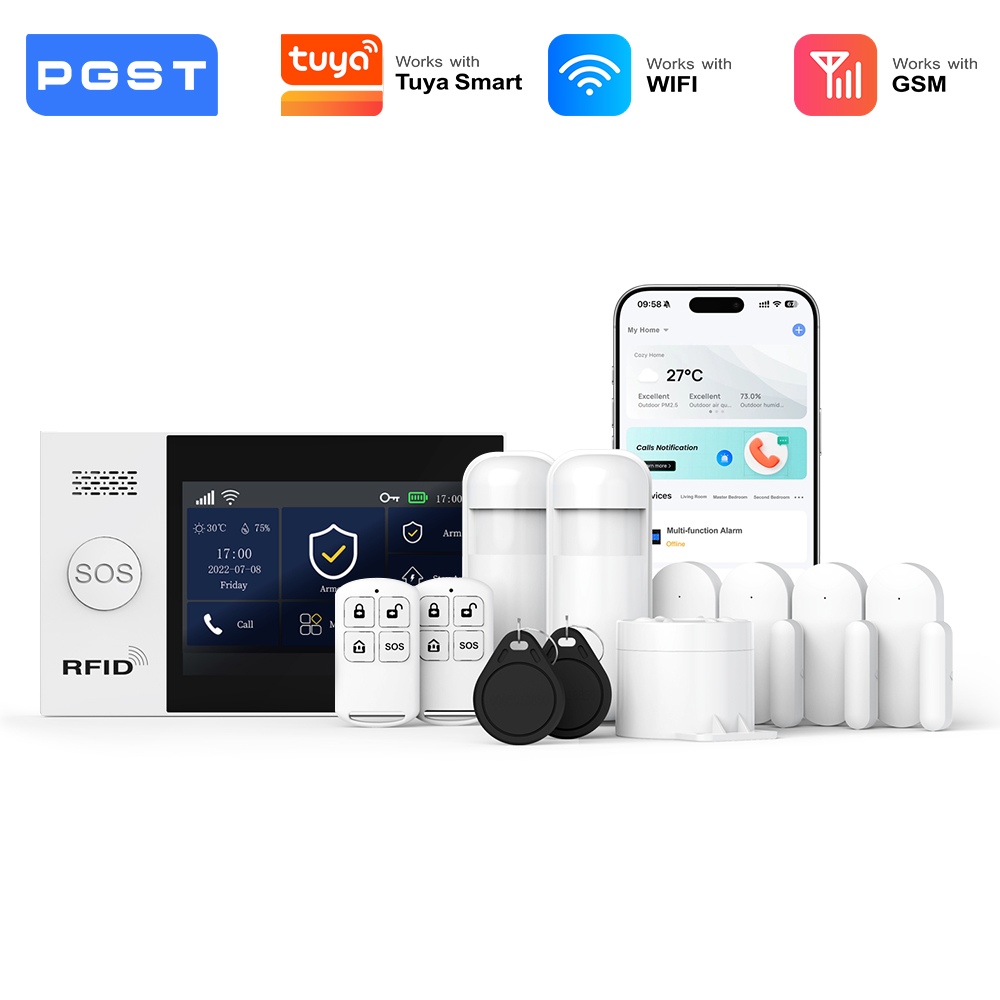 Home Security Equipment - PGST 2G GSM WiFi 警報システムキット ワイヤレスホームセキュリティ保護システムセット