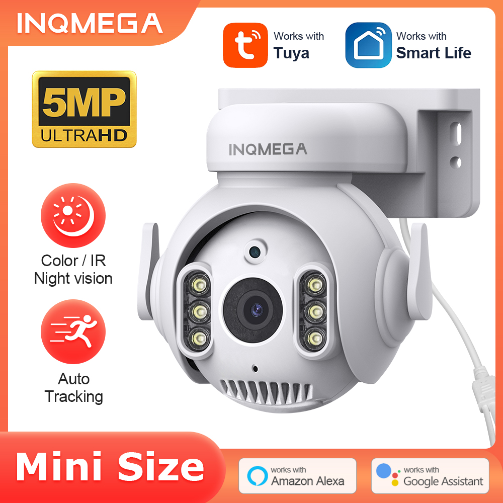 Home Security Product - Inqmega-WiFiを備えた5mp屋外監視カメラ,ワイヤレススマートクラウド,自動追跡,Google Home,alexaビデオ,ミニビデオ監視