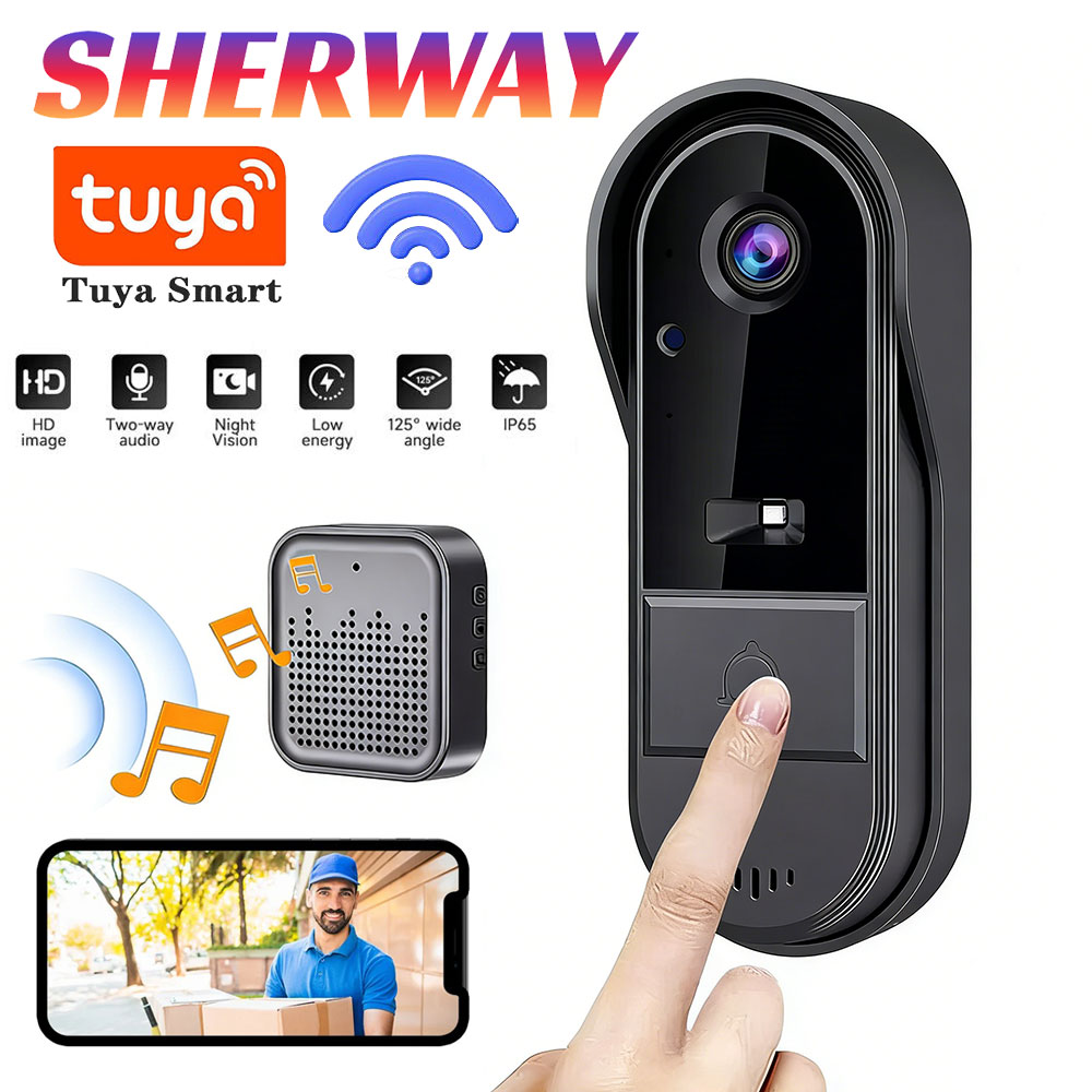 Home Security Bundle - Tuya カメラ付きドアベル ワイヤレスバンドル ドアベル スマートホーム Wifi