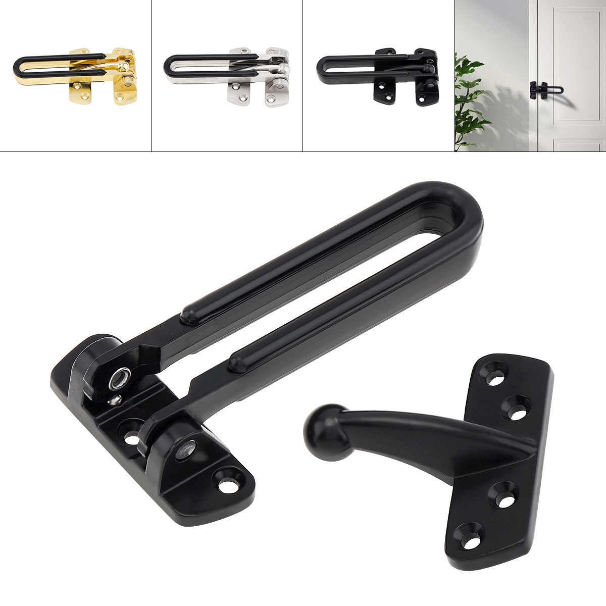 Home Security Bundle - 家とホテルのセキュリティドア用のロックラッチ,亜鉛合金,ロックフック,シリコンハンドル