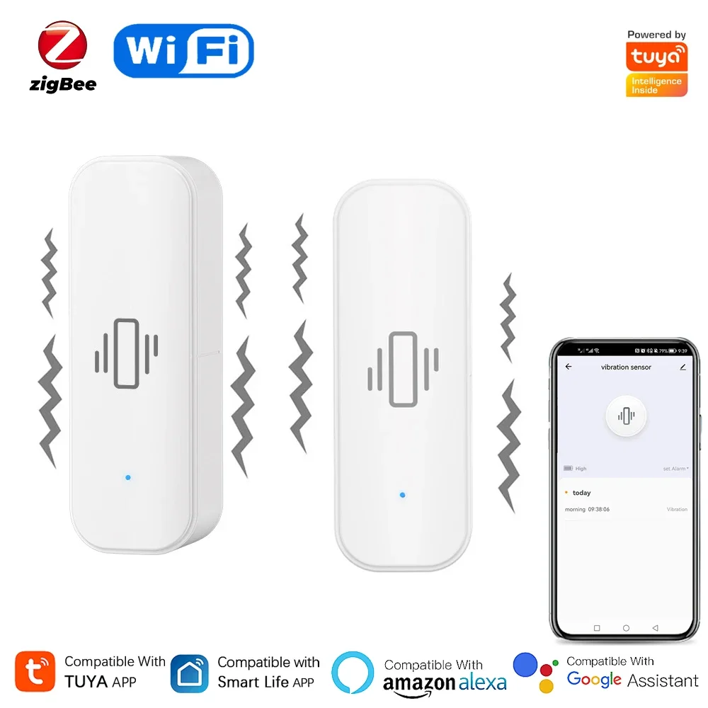 Home Security Monitor - Tuya-ホームセキュリティ,リアルタイム保護,リモートモニター,アラーム通知,smartlifeアプリ,wi-fi,zigbee用のスマート振動センサー