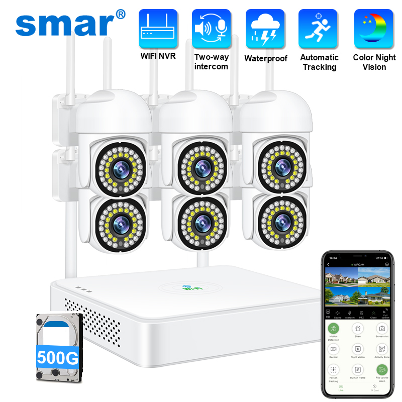 Home Security Monitor - Smar 3MP ワイヤレス CCTV セキュリティカメラシステム PTZ