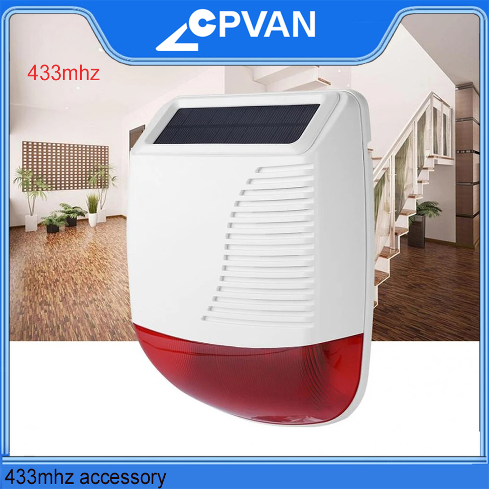 Home Security Equipment - CPVAN 屋外ワイヤレスサイレン 110dB サウンドホームセキュリティ盗難警報システム 433mhz アクセサリー使用ホスト
