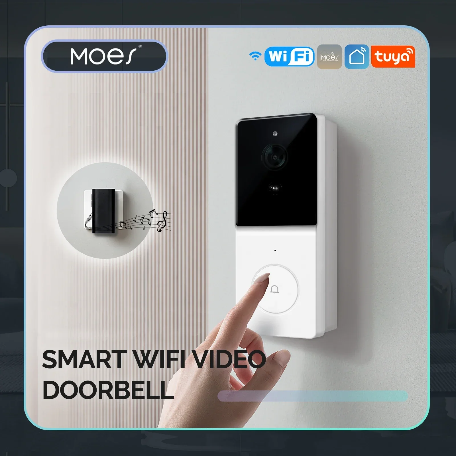 Home Security Product - 2方向オーディオ,ナイトビジョン,ワイヤレスドア製品を備えたTuyaスマートドアベル