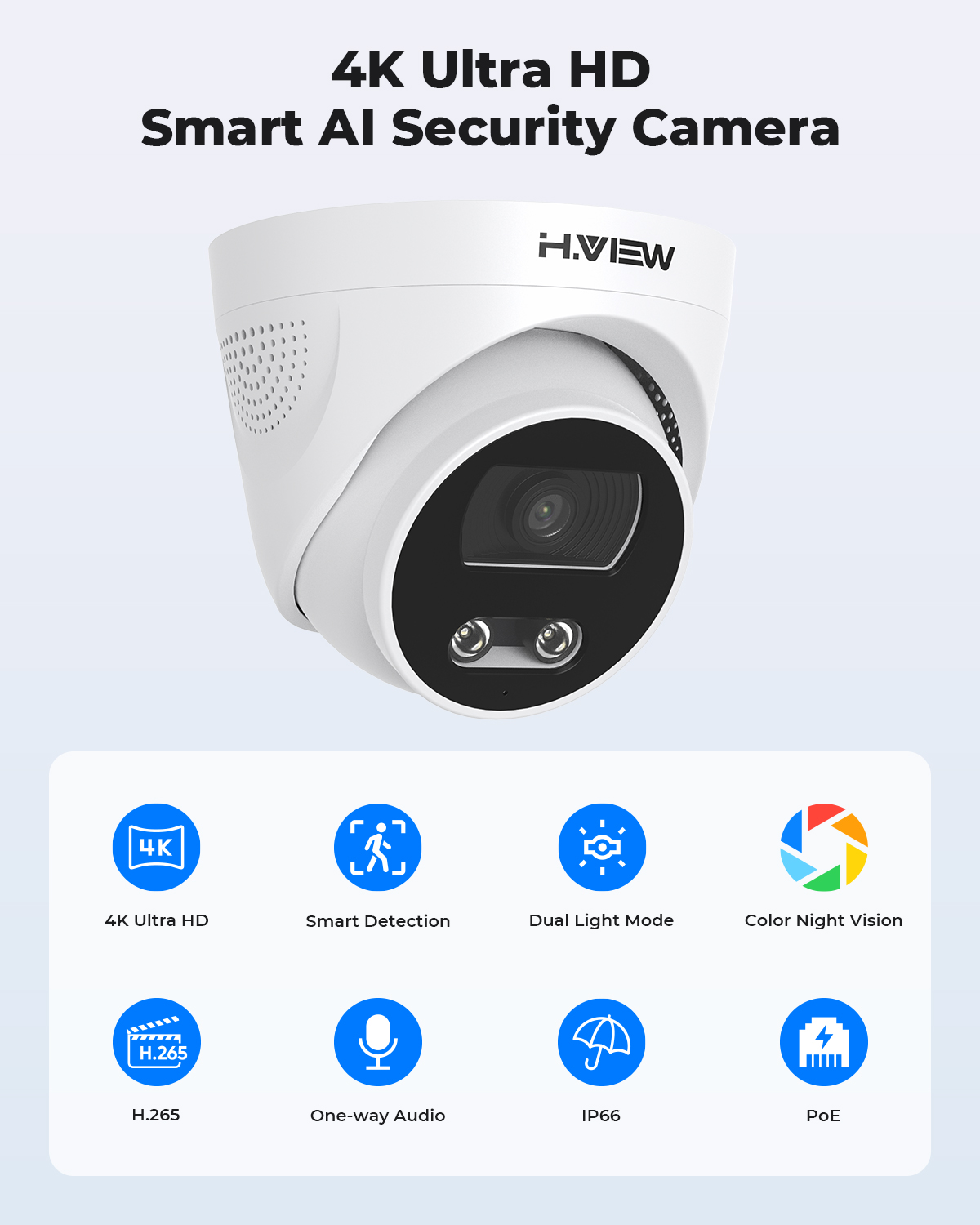 H.View 8mp Poe-IPカメラ,顔検出,4k cc - Home Security Nvr のレビューと価格