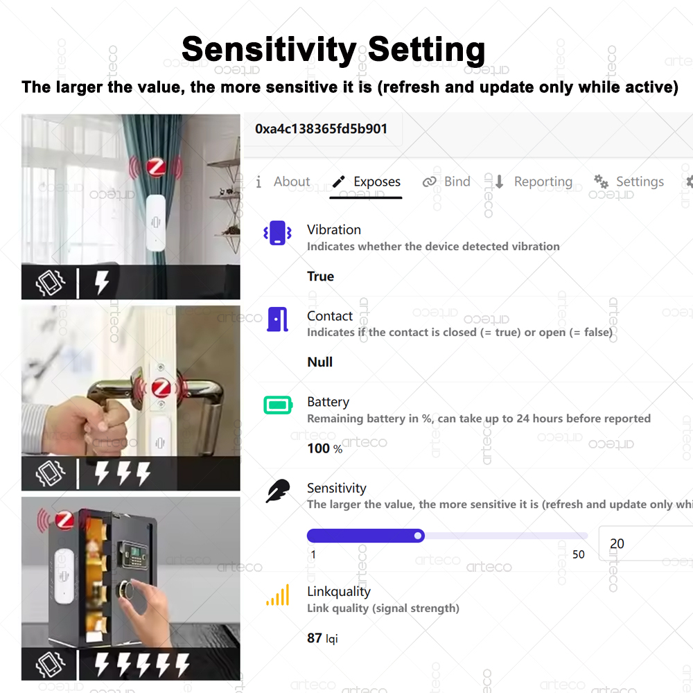 ZigBee スマート振動センサー リアルタイム振動モニター - Home Security Monitor のレビューと価格
