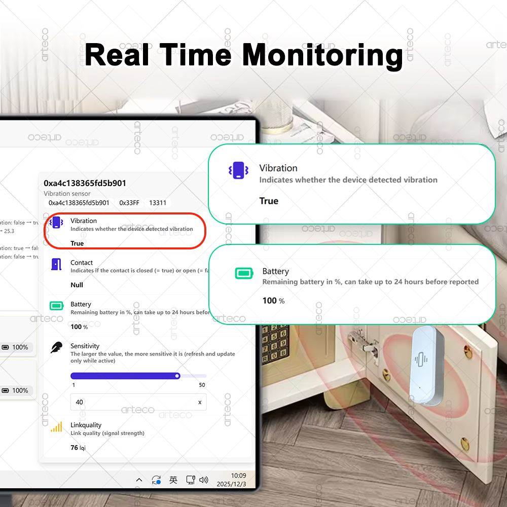 ZigBee スマート振動センサー リアルタイム振動モニター - Home Security Monitor のレビューと価格