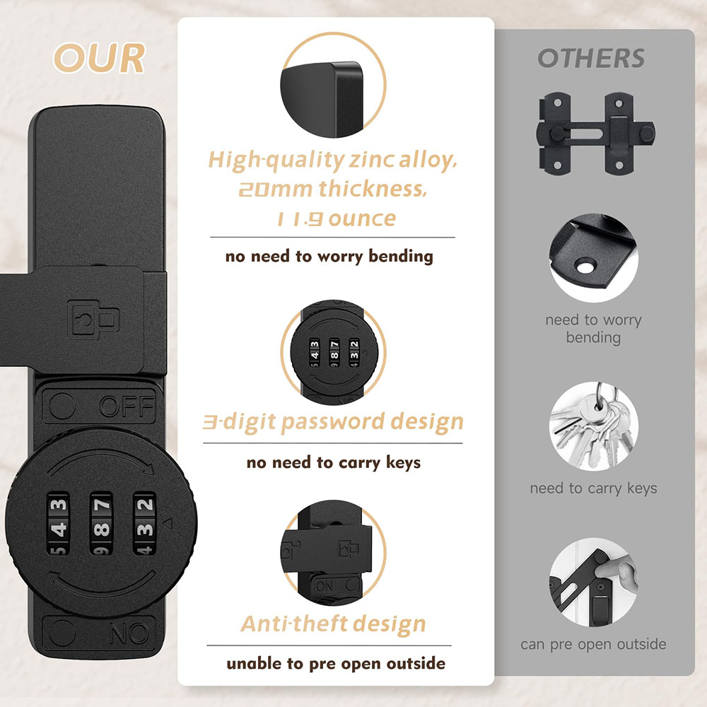 セキュリティ納屋ドアロック 3桁コンビネーションロック ホー - Home Security Locks のレビューと価格