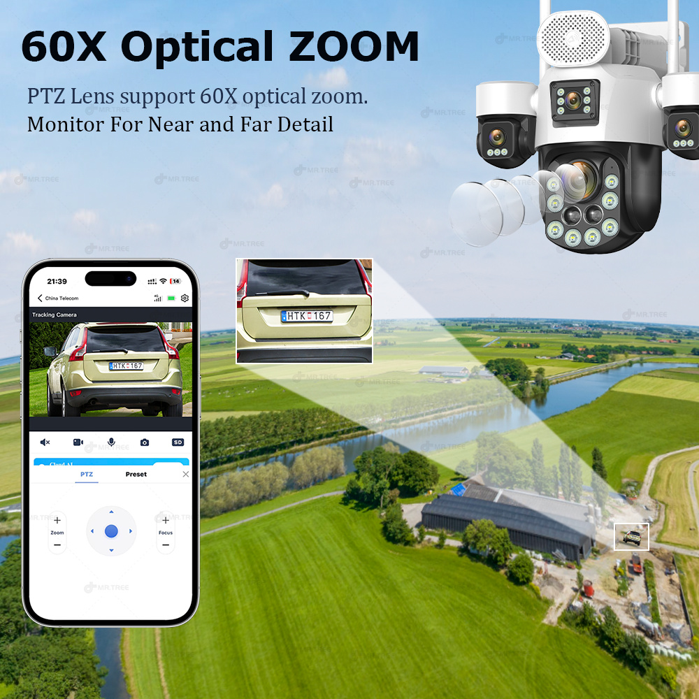 AOV 四眼レンズ屋外監視ソーラーカメラ 20MP 4G S - Home Security Product のレビューと価格