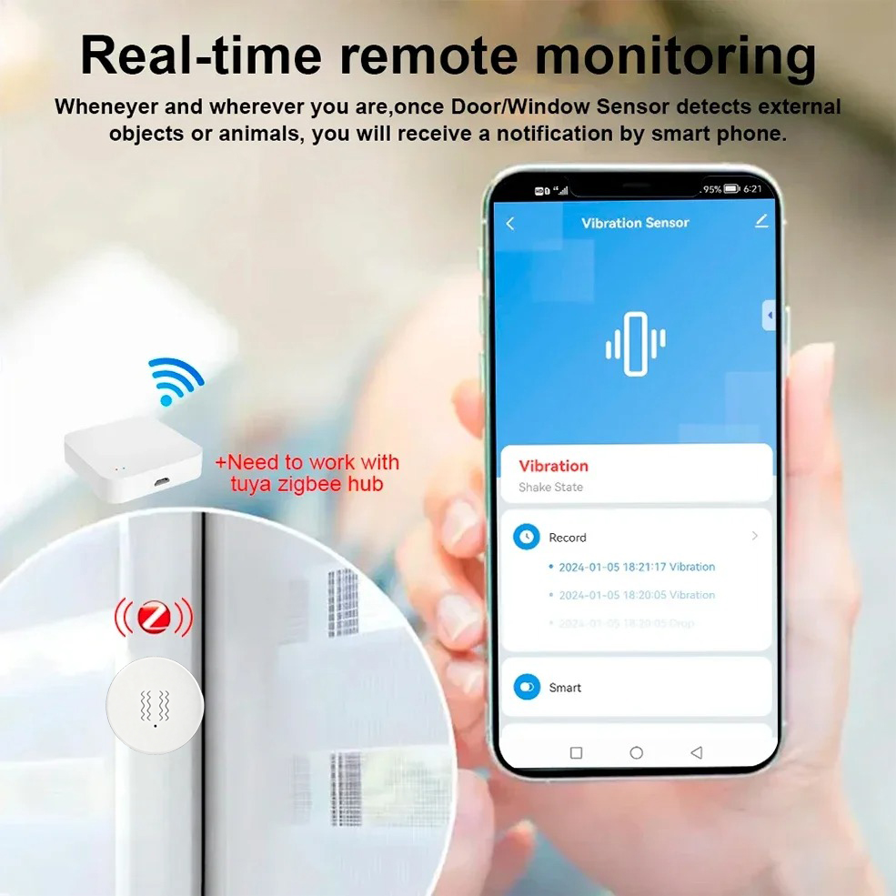 Tuya ZigBee スマート振動＆傾斜センサー ホームセ - Home Security Monitor のレビューと価格