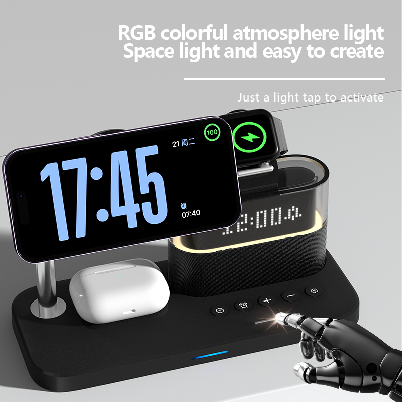 多機能ワイヤレス充電器スタンドパッド RGB ライト目覚まし - Home Security Wireless のレビューと価格