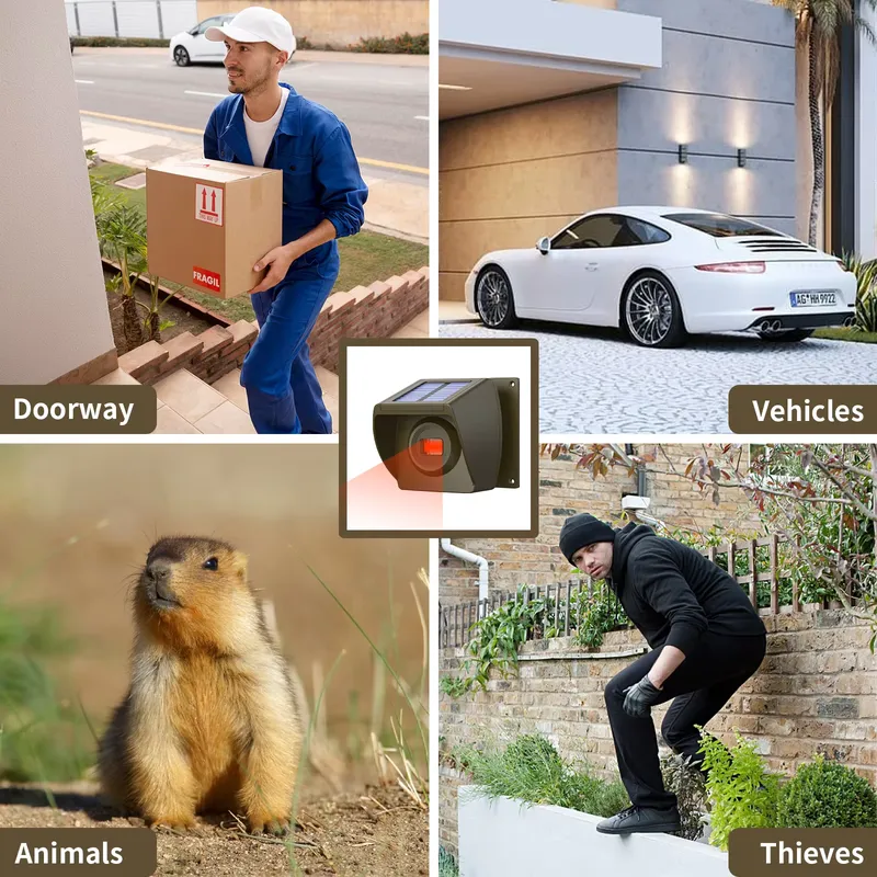 屋外ソーラー発電式ワイヤレス私道警報システム、PIRモーショ - Home Security Wireless のレビューと価格